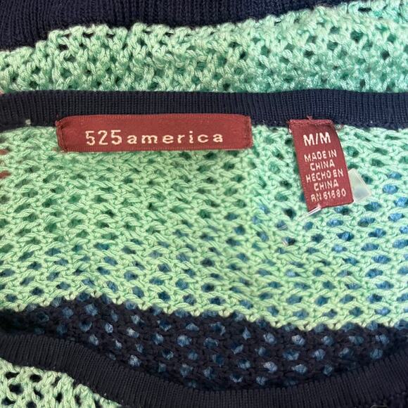 525 America Blue And Green Striped Open Knit Sweater Size M - Picture 6 of 8
